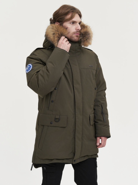 Пуховик Берген Top Arctic Goose мех Енот (Мужской; 54; Олива)